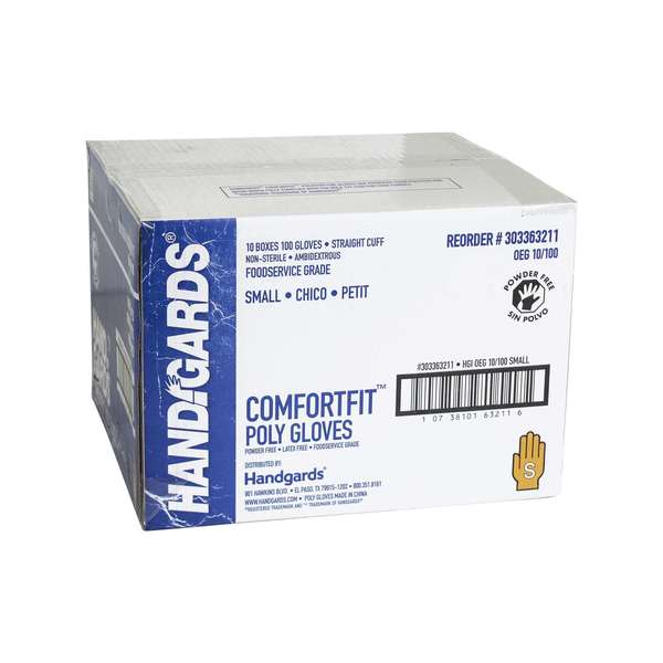 Valugards ComfortFit, Poly Disposable Gloves, Poly, Powder-Free, S, 1000 PK 303363211